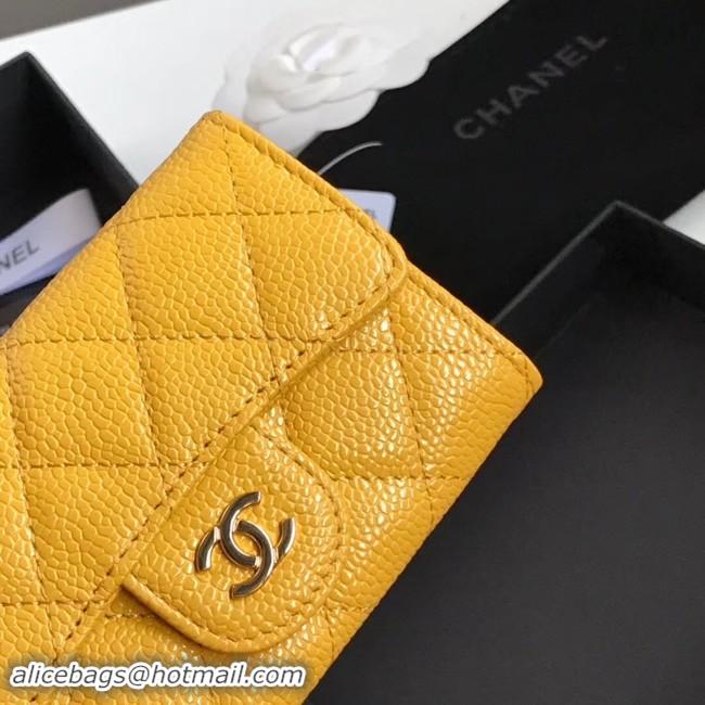 Luxury Hot Chanel card holder Calfskin & Gold-Tone Metal A80799 yellow