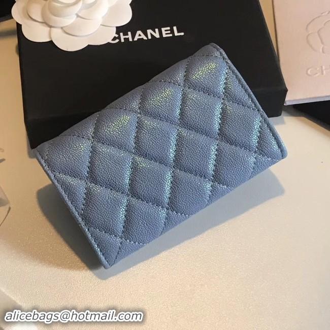 Top Quality Chanel card holder Calfskin & Gold-Tone Metal A80799 blue