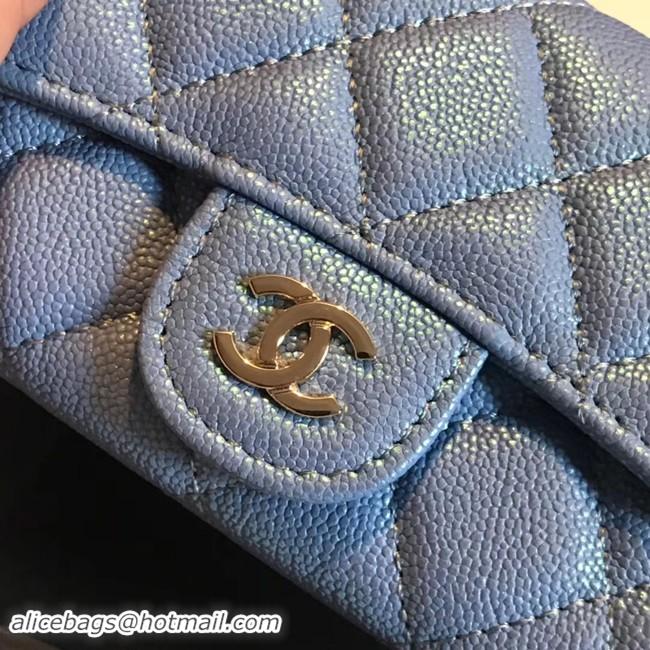 Top Quality Chanel card holder Calfskin & Gold-Tone Metal A80799 blue