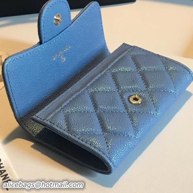 Top Quality Chanel card holder Calfskin & Gold-Tone Metal A80799 blue