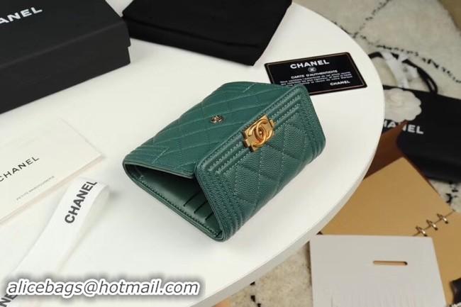 High Quality Chanel Calfskin Leather & Gold-Tone Metal A80734 green