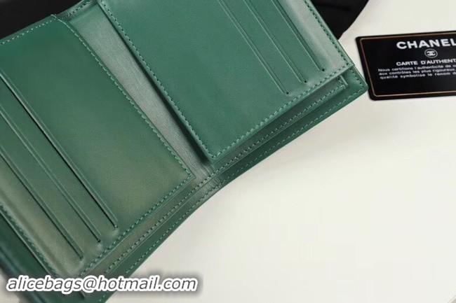 High Quality Chanel Calfskin Leather & Gold-Tone Metal A80734 green