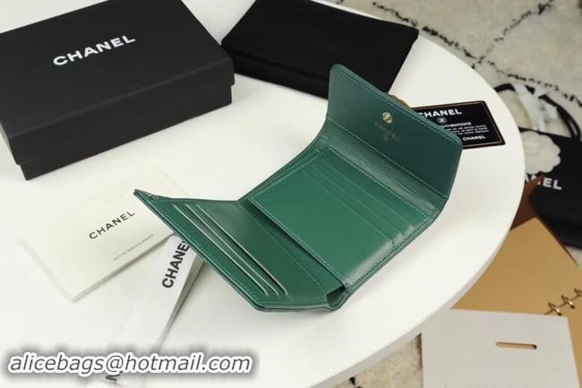 High Quality Chanel Calfskin Leather & Gold-Tone Metal A80734 green