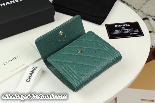 High Quality Chanel Calfskin Leather & Gold-Tone Metal A80734 green