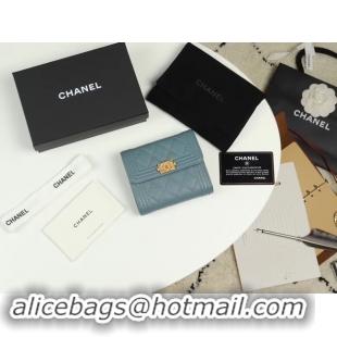 Luxury Quality Chanel Calfskin Leather & Gold-Tone Metal A80734 light blue