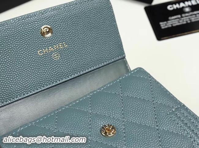 Luxury Quality Chanel Calfskin Leather & Gold-Tone Metal A80734 light blue