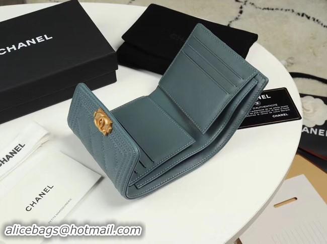 Luxury Quality Chanel Calfskin Leather & Gold-Tone Metal A80734 light blue