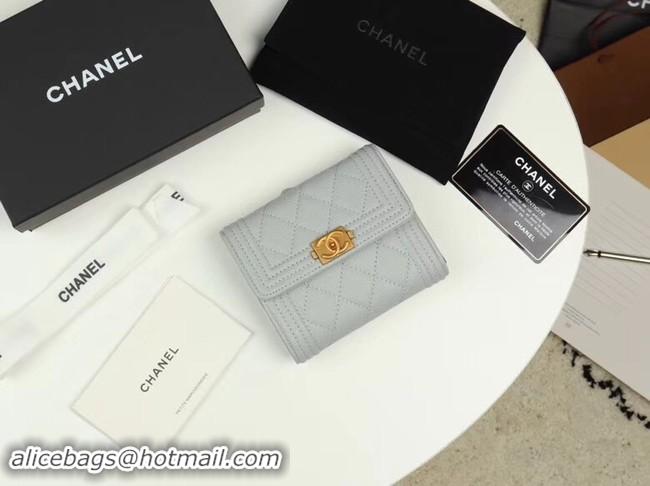 Top Quality Chanel Calfskin Leather & Gold-Tone Metal A80734 grey