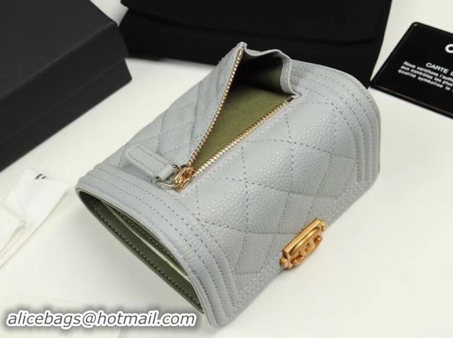 Top Quality Chanel Calfskin Leather & Gold-Tone Metal A80734 grey