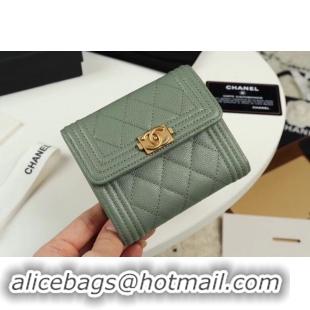 Fashion Chanel Calfskin Leather & Gold-Tone Metal A80734 light green