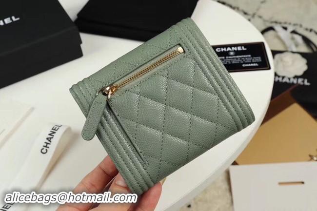 Fashion Chanel Calfskin Leather & Gold-Tone Metal A80734 light green