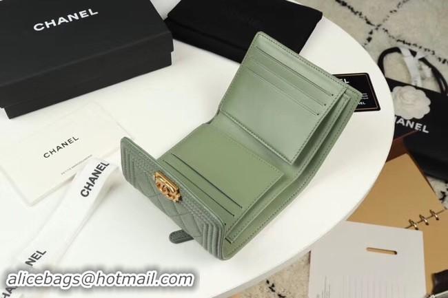 Fashion Chanel Calfskin Leather & Gold-Tone Metal A80734 light green