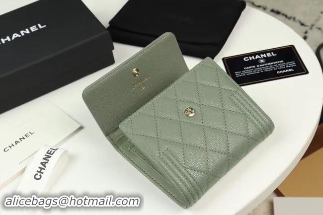 Fashion Chanel Calfskin Leather & Gold-Tone Metal A80734 light green