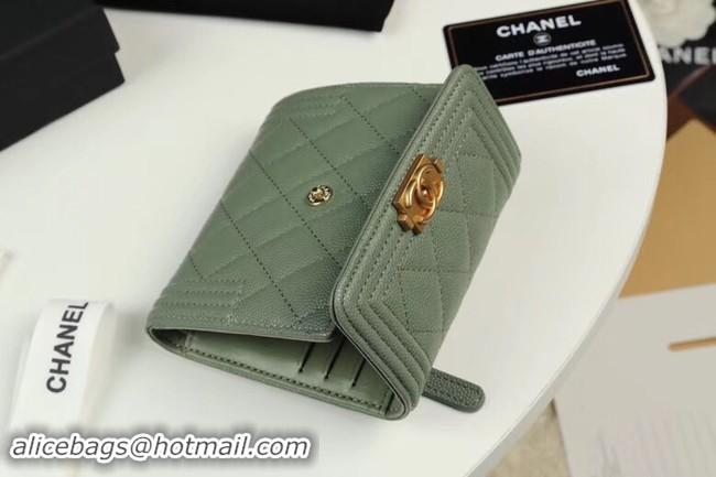 Fashion Chanel Calfskin Leather & Gold-Tone Metal A80734 light green