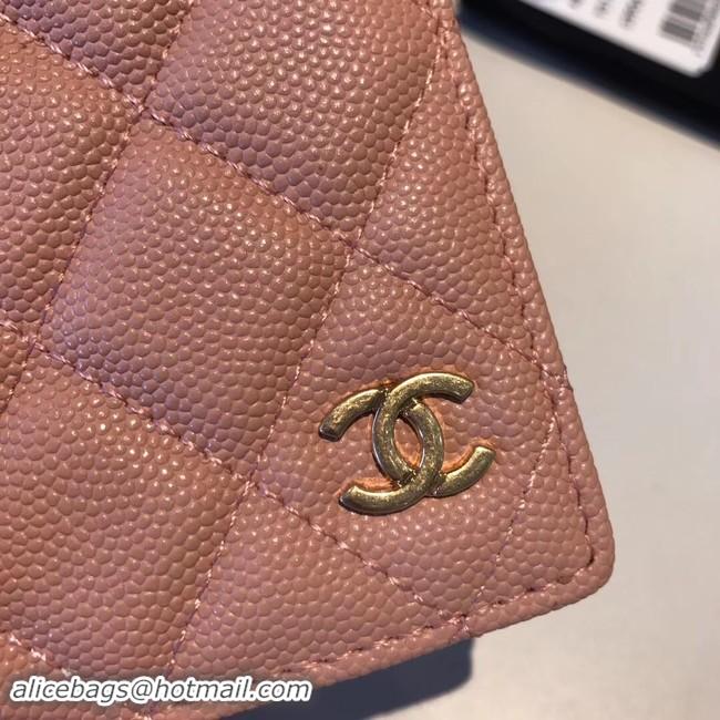 Discount Chanel Calfskin Leather & Gold-Tone Metal Wallet A80385 Pink