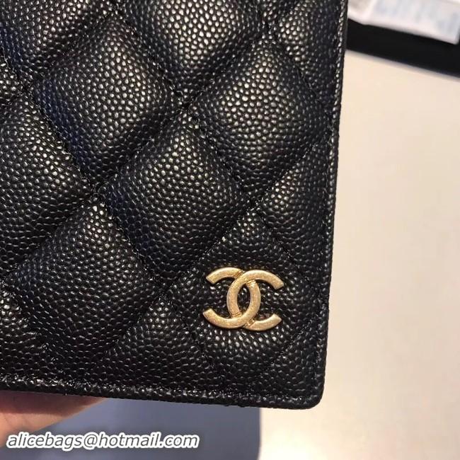 Classic Chanel Calfskin Leather & Gold-Tone Metal Wallet A80385 Black