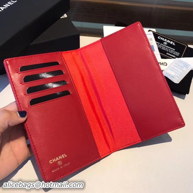 Best Quality Chanel Calfskin Leather & Gold-Tone Metal Wallet A80385 Red