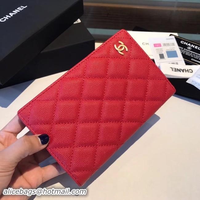 Best Quality Chanel Calfskin Leather & Gold-Tone Metal Wallet A80385 Red