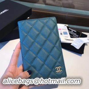 New Stylish Chanel Calfskin Leather & Gold-Tone Metal Wallet A80385 Blue