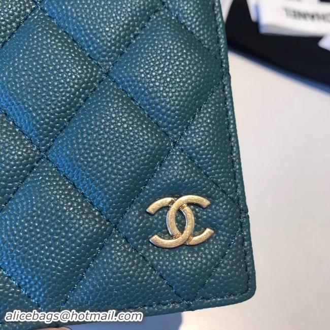 New Stylish Chanel Calfskin Leather & Gold-Tone Metal Wallet A80385 Blue