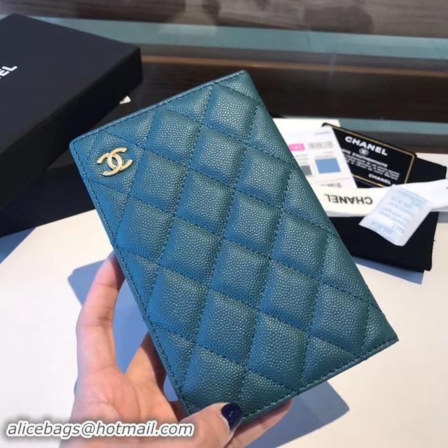 New Stylish Chanel Calfskin Leather & Gold-Tone Metal Wallet A80385 Blue