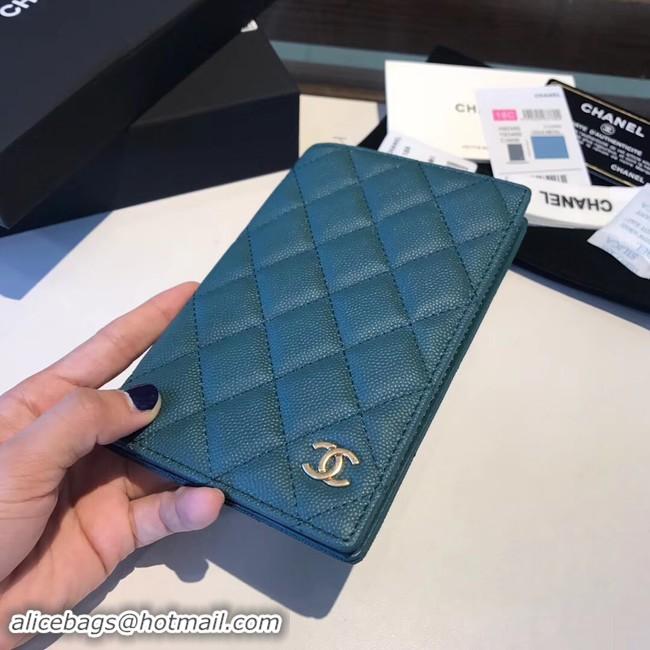 New Stylish Chanel Calfskin Leather & Gold-Tone Metal Wallet A80385 Blue