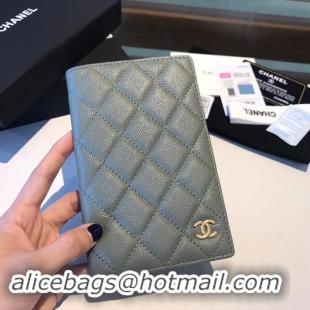 Classic Hot Chanel Calfskin Leather & Gold-Tone Metal Wallet A80385 Green