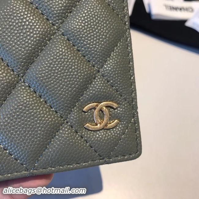 Classic Hot Chanel Calfskin Leather & Gold-Tone Metal Wallet A80385 Green