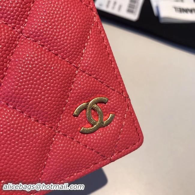 Discount Chanel Calfskin Leather & Gold-Tone Metal Wallet A80385 Rose