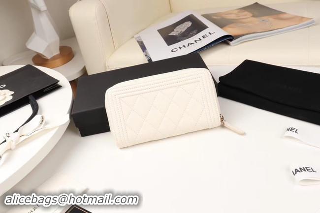 Best Luxury Chanel Calfskin Leather & Gold-Tone Metal Wallet A80566 white