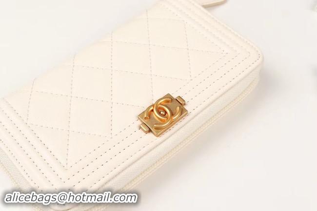 Best Luxury Chanel Calfskin Leather & Gold-Tone Metal Wallet A80566 white