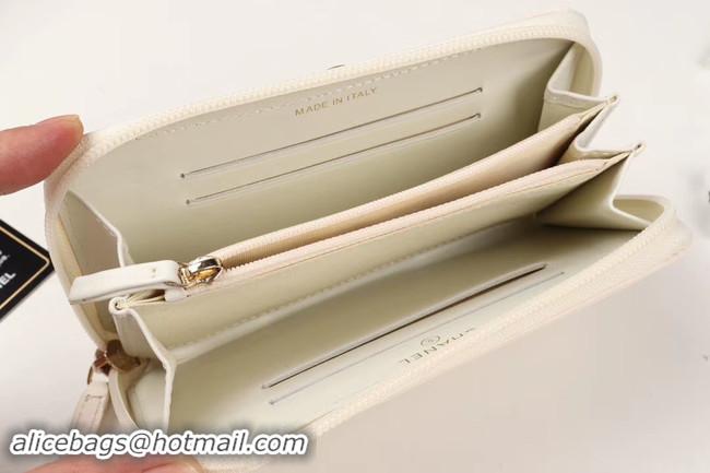 Best Luxury Chanel Calfskin Leather & Gold-Tone Metal Wallet A80566 white