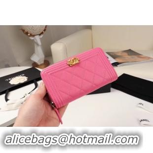 New Product Chanel Calfskin Leather & Gold-Tone Metal Wallet A80566 rose