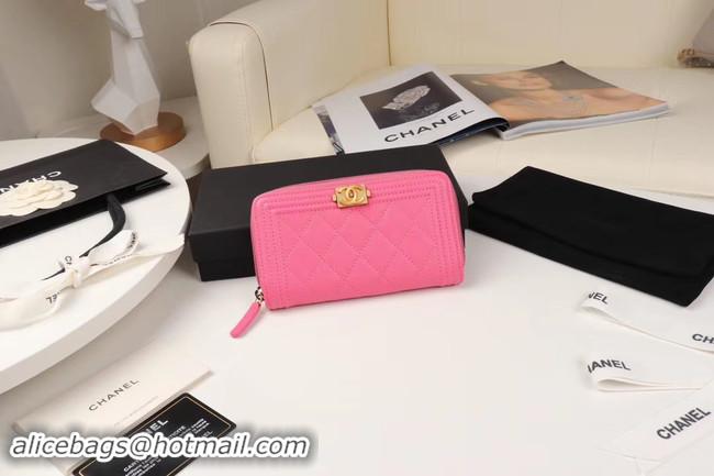 New Product Chanel Calfskin Leather & Gold-Tone Metal Wallet A80566 rose