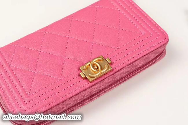 New Product Chanel Calfskin Leather & Gold-Tone Metal Wallet A80566 rose