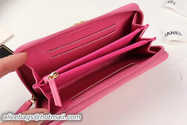 New Product Chanel Calfskin Leather & Gold-Tone Metal Wallet A80566 rose