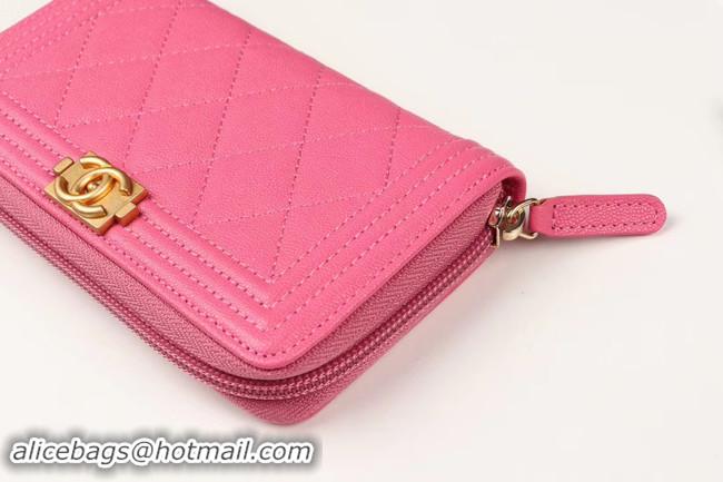 New Product Chanel Calfskin Leather & Gold-Tone Metal Wallet A80566 rose