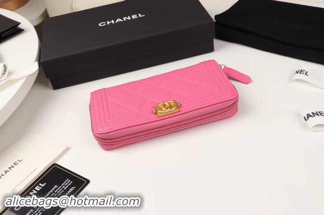 New Product Chanel Calfskin Leather & Gold-Tone Metal Wallet A80566 rose