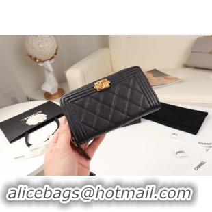 Discount Chanel Calfskin Leather & Gold-Tone Metal Wallet A80566 black