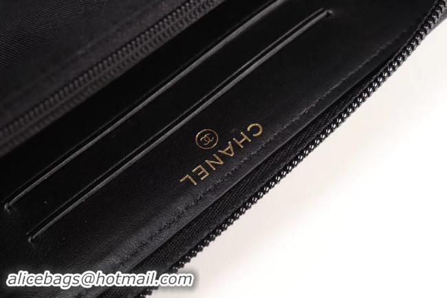 Discount Chanel Calfskin Leather & Gold-Tone Metal Wallet A80566 black