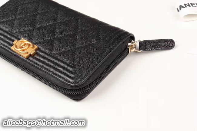 Discount Chanel Calfskin Leather & Gold-Tone Metal Wallet A80566 black