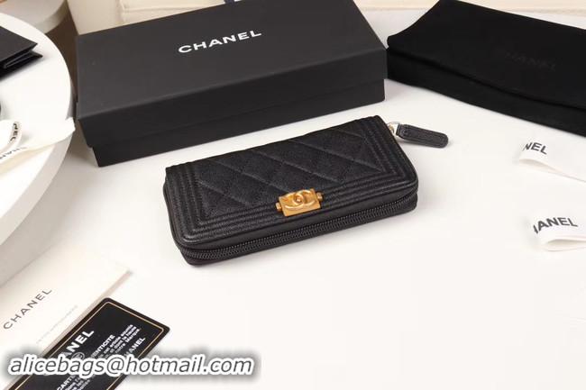 Discount Chanel Calfskin Leather & Gold-Tone Metal Wallet A80566 black