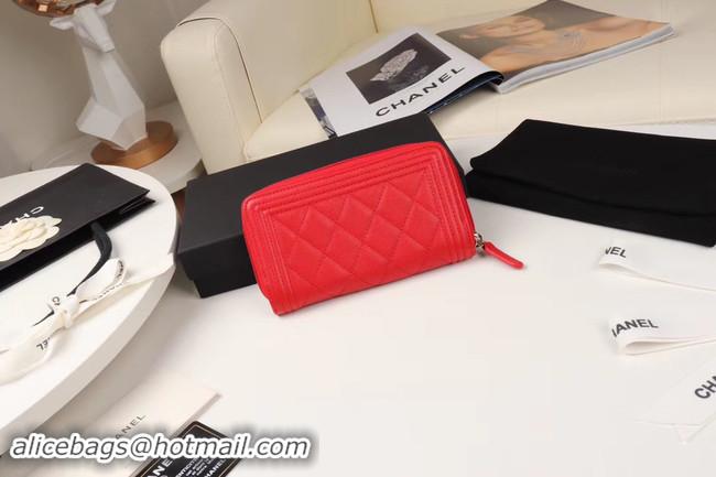 Luxury Chanel Calfskin Leather & Gold-Tone Metal Wallet A80566 red