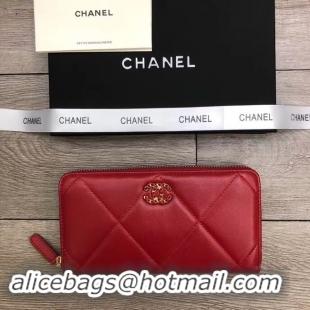 Good Quality Chanel sheepskin & Gold-Tone Metal Wallet A6870 red