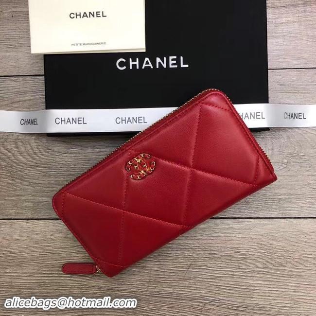 Good Quality Chanel sheepskin & Gold-Tone Metal Wallet A6870 red