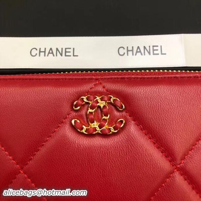 Good Quality Chanel sheepskin & Gold-Tone Metal Wallet A6870 red