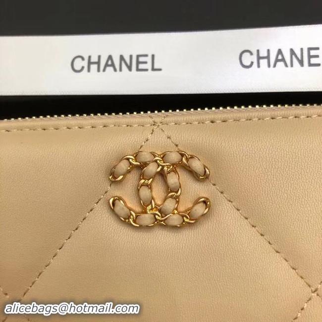 Good Looking Chanel sheepskin & Gold-Tone Metal Wallet A6870 apricot