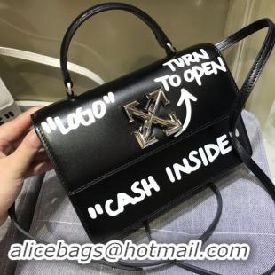 Buy Grade Off-White CASH INSIDE Print Jitney Top Handle Small Bag Of91507 Black 2019