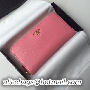 Stylish Prada Leather Large Zippy Wallets 1ML505 pink