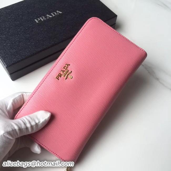 Stylish Prada Leather Large Zippy Wallets 1ML505 pink